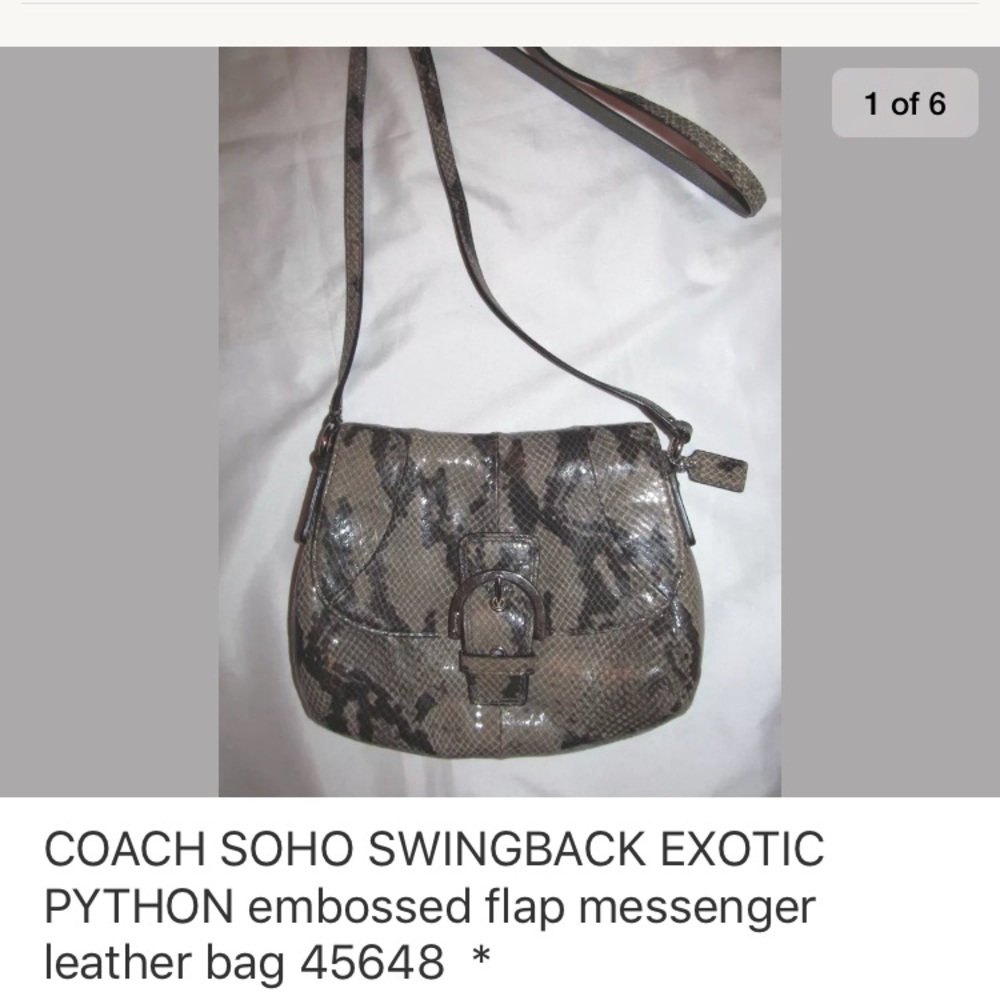 Coach Soho Swingback Python Flap Closer Bag - image 1